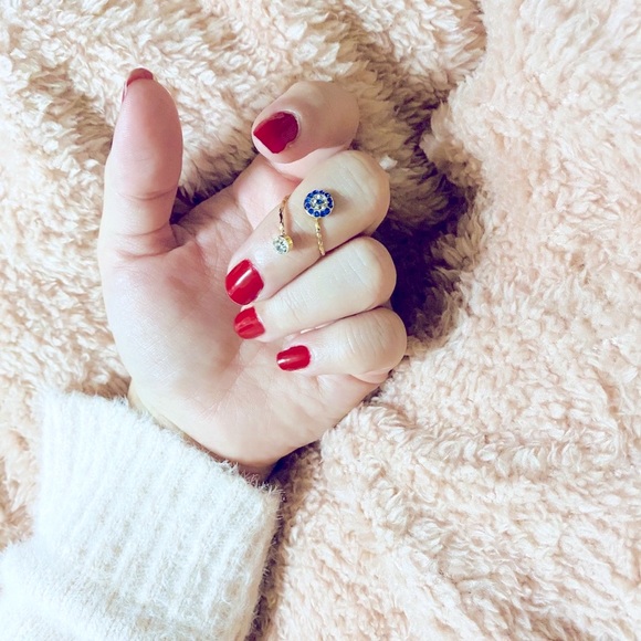 Evil Eye Adjustable Rhinestone Wrap Ring - Picture 2 of 3